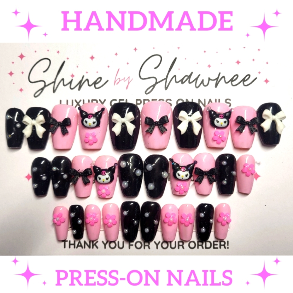 Handmade Luxury Press-On Nails | Sturdy & Reusable | HELLO KITTY KUROMI